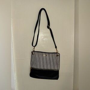 Black and White Striped Crossbody Bag